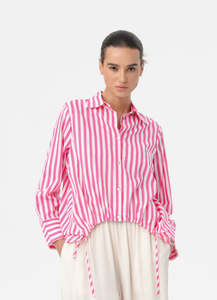 Shirts Blouses: Flora Shirt - Pink Stripe