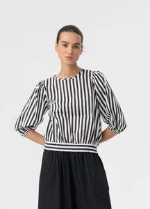 Shirts Blouses: Zurich Top - Black Stripe