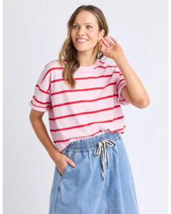Tees Long Sleeve Tees: Halli S/S Tee / Pink & Poppy Stripe