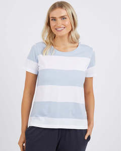 Tees Long Sleeve Tees: Block Stripe S/S Tee  Sky