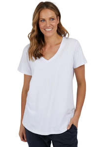 Tees Long Sleeve Tees: Fortune Vee S/S Tee / White