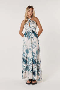 Solstice Palms Halter Dress - Palm Print