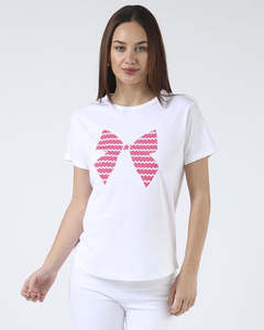 Stella Gemma Sale: Ace Tee Hot Pink Bow - White