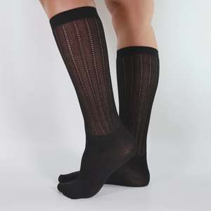 Fine Knit Knee High Sock - Black