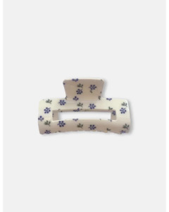 Rounded Rectangle Hair Claw - Blue Floral