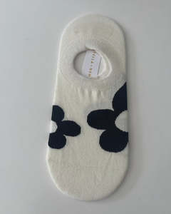 Socks -  White With Black Flower