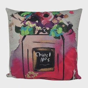 Homeware: Art Cushion Velvet No 5 Floral - Pink