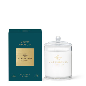 Glasshouse Fragrances Circa: 380g Candle - Velvet Rhapsody - Water Lily & Yuzu