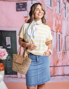 Pant Sale: Birdie Denim Skirt / Light  Blue
