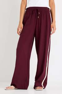 Stories Be Told: Townie Burgundy Side stripe Elastic Waist Pants