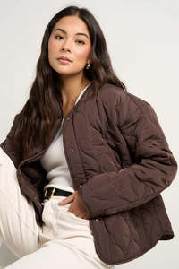 Stories Be Told: Apex Chocolate Collarless Puffer Jacket