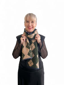 Argyle Scarf - Green/Beige