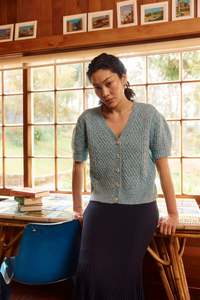 Wool: McKenna Short Sleeve Knit Cardigan - Ice Blue