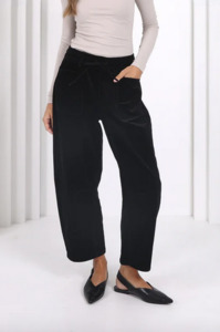 Leo Barrel Jeans Corduroy - Black