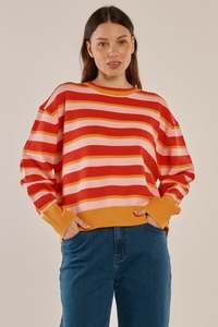 Leonie Knit Sweater - Red/Pink Stripe