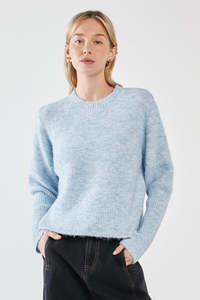Knitwear: Marli Boxy Rib Knit - Pale Blue