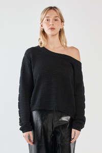 Kiara Asymmetric Knit - Black