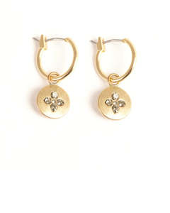 A C Oslo: Earrings,  Small - Crystal Stones, gold