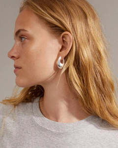 Autumn Chunky Retro Hoop Earrings - Silver Plated