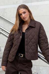 Among The Brave: Absolute Chocolate Collared Quilted Jacket