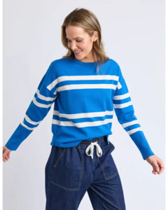 Wool: Allison  Crew / Royal Blue Stripe