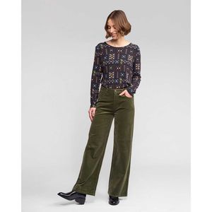Vassalli: Empire Wide Leg Full Length Cord Pant / Deep Sage