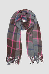 Antler: Chocolate Plaid Scarf / Pink & Blue