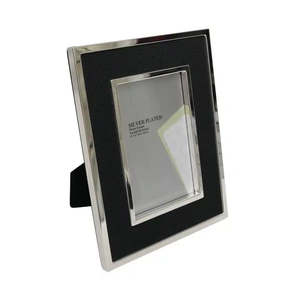 Gifts: Picture Frame 6x4 - Silver/Black Faux Leather
