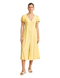 Sale Dresses: Parisio Button Midi Dress - Citrine