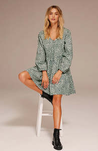 Sale Dresses: Indianna Mini Dress - Sage Leopard