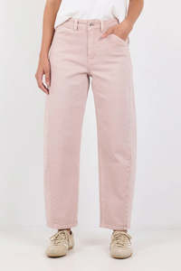 Jeans: Idolise Pale Pink Stretch Soft Barrel Jeans