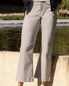 Jeans: Daily Jean / Straight Leg Ankle Grazer / Ecru Stripe Denim