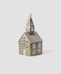 Gifts: Alsace Tea Light Church - Olive Green