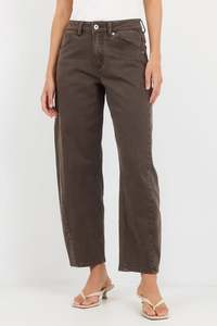Jeans: Idolise Mocha Stretch Soft Barrel Jeans