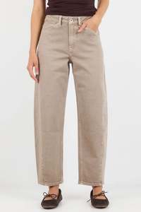 Jeans: Idolise Taupe Stretch Soft Barrel Jeans