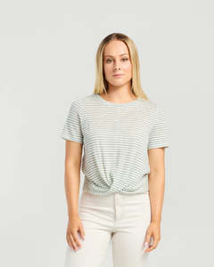 Twist Tee - Teal Stripe