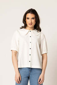 Seeking Lola: Whimsical Shirt / White Linen Blend