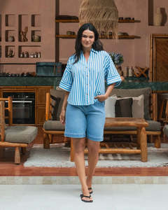 Birdie Long Denim Short / Light Blue Wash