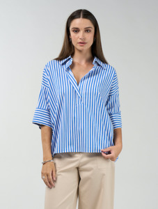 All: Connect Stripe Shirt - Cobalt