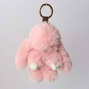 Bunny Faux Gur Keyring - Pink
