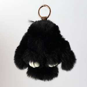 Gifts: Bunny Faux Gur Keyring - Black