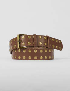 Gifts: Brown Belt - Antique Gold Studs