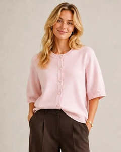 Foxwood: Alex Short Sleeve Cardigan / Bellerina Pink