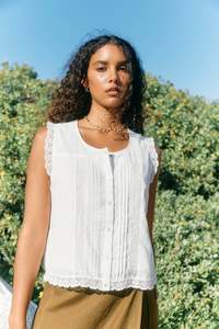 Isle Of Mine: Frances Button Tank - White