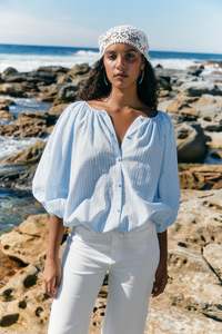 Isle Of Mine: Lyndell Drawstring Top - Light Blue