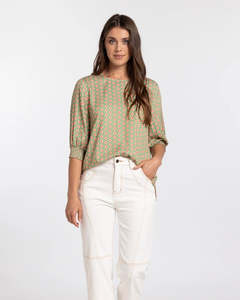 Finley Top - Green & Pink Print