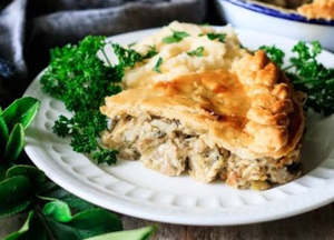 Chicken: Chicken and Leek family size pie.