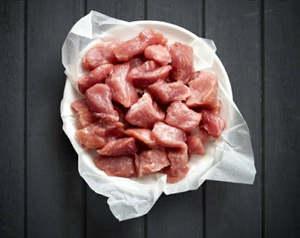 Pork: Free farmed diced Pork 500g