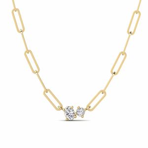 Necklaces: 0.36 Carat Oval cut 14ct Yellow Gold Lab Grown Diamond SYLVIE Paperclip Necklace Urrea GLAMIRA NZ