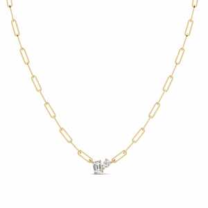 1.02 Carat Emerald Cut cut 14ct Yellow Gold Lab Grown Diamond SYLVIE Paperclip N&hellip;